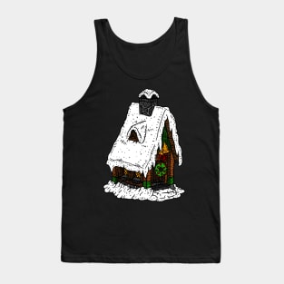 snowy Christmas fairy house, hand drawn illustration. cute. Tank Top